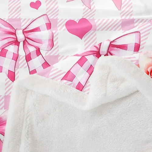 Miniatura 4 de Manta de franela con lazo rosa, manta de vellón con lazo en acuarela para decoración del hogar, sofá, sofá, manta de forro polar kawaii de dibujos