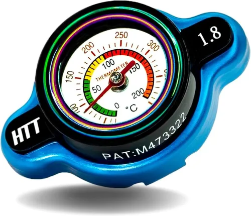 WhaleFlame - Tapa de radiador de alta presión con medidor de temperatura de 1.8 bar (25.6 psi), monitoreo de temperatura en tiempo real previene