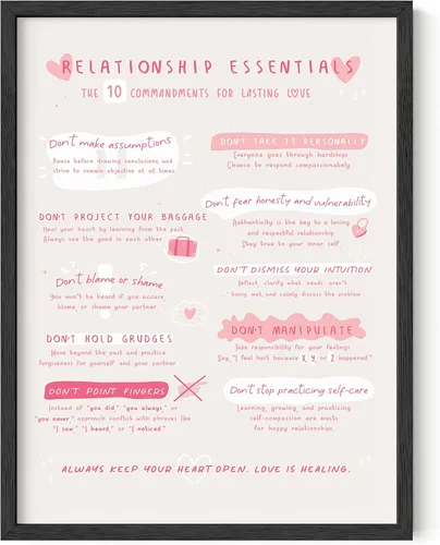 Haus and Hues Lasting Relationships - Póster artístico inspirador para mujeres, citas de autoterapia, artículos esenciales de relación para la