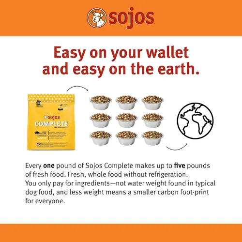 Miniatura 4 de Sojos Alimento seco crudo liofilizado completo para perros adultos, sin granos, natural, receta de carne de res, bolsa de 1.75 libras