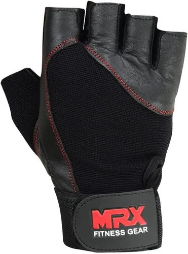 Miniatura 5 de MRX - Guantes de levantamiento de pesas, entrenamiento de gimnasio, fisicoculturismo, fitness, levantamiento de pesas, guantes de cuero genuino