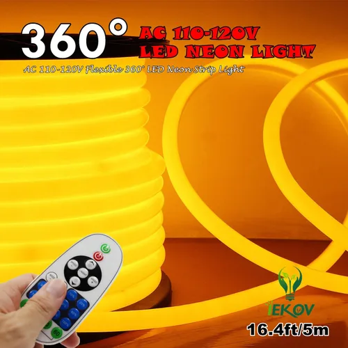 Miniatura 27 de [Actualización] Luz LED de neón de 360°, IEKOV™ CA 110-120 V, tira de luces LED de neón flexible de 360 grados, regulables e impermeables de neón +