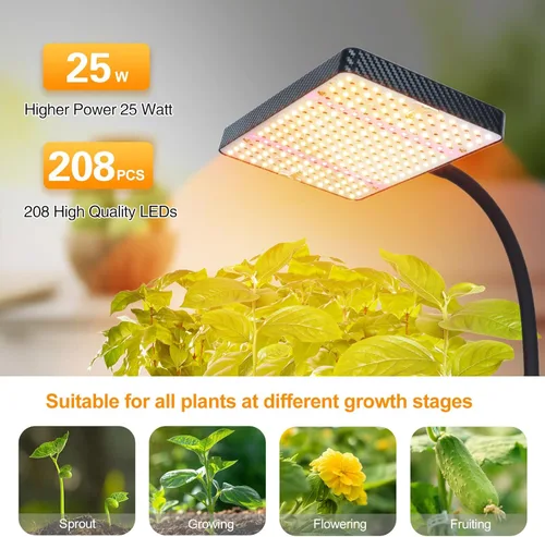 Miniatura 3 de FECiDA Luces de cultivo para plantas de interior de espectro completo, luz de crecimiento de escritorio, temporizador de 4/8/12 horas, lámpara