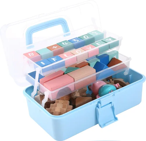 Miniatura 3 de Caja Organizadora Plegable Versátil de Tres Capas de 11(pulg), Ideal para Arte y Manualidades, Juguetes, Suministros de Costura, Joyería