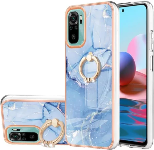 Miniatura 8 de XYX Case Compatible with Xiaomi Redmi Note 10s, TPU Marble Shockproof Bumper Slim Full-Body Protective Phone Case Cover with 360 Rotating Ring