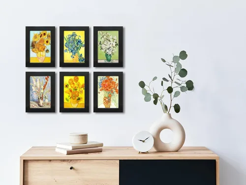 Miniatura 2 de Juego de 6 marcos de fotos de 4 x 6 con cristal real para imágenes de 4 x 6 sin paspartú, marcos de fotos para galería de pared o mesa