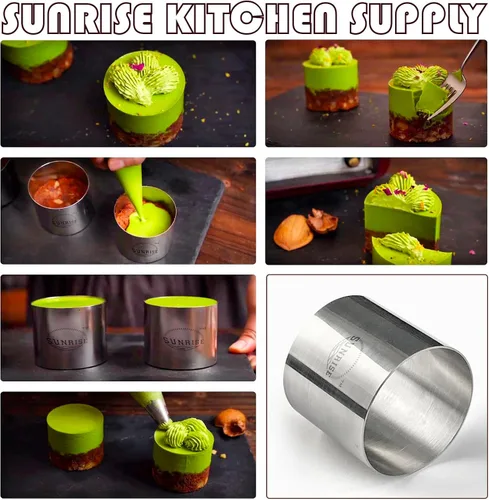 Miniatura 5 de Juego de moldes de anillo de acero inoxidable/chapado Sunrise Kitchen Supply (4 unidades) (2.75 x 2 pulgadas (4 paquetes))
