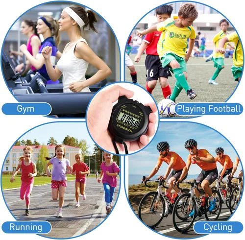 Miniatura 6 de Cronómetro digital con temporizador de pantalla grande con reloj y fecha, sin función de alarma, cronómetros simples para entrenadores deportivos