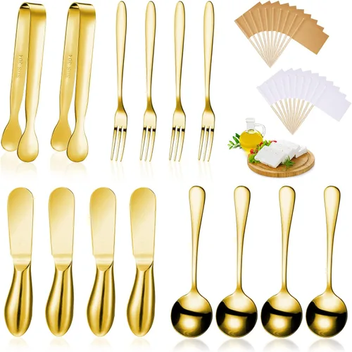 Miniatura 8 de 14 piezas de accesorios para tabla de embutidos, juego de cuchillos para untar queso, utensilios de embutidos de acero inoxidable, cuchillos Negro