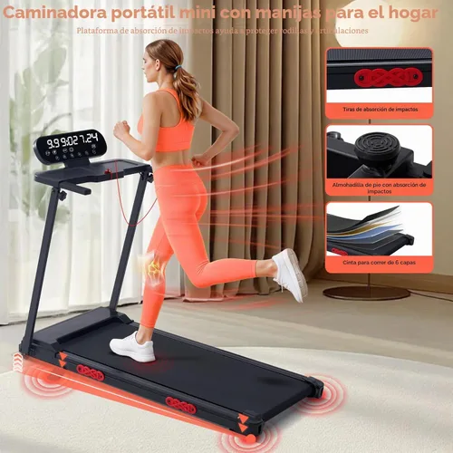 Miniatura 9 de Walking Pad Treadmill with Handle Bar and Incline, 3.5HP Electric Small Treadmills for Home Small Spaces, 0.6-10MPH Portable Mini Treadmills for