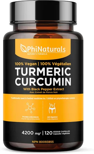 Extracto de cúrcuma y pimienta negra, 1500 mg por porción [120 cápsulas] con polvo de cúrcuma orgánica y bioperina