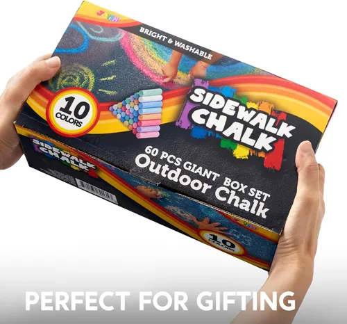 Miniatura 4 de JOYIN Juego de 60 tizas para acera (10 colores), no tóxicas, lavables, para exteriores, juego de tiza gigante para pintar en pizarra, juego de arte