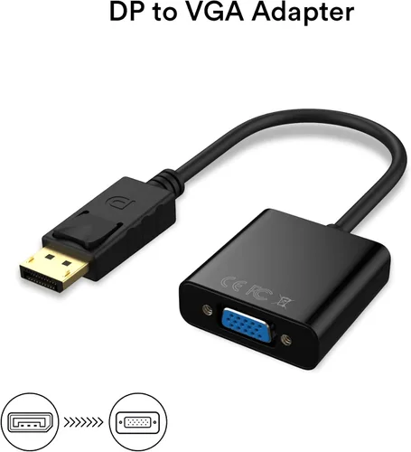 Miniatura 2 de Adaptador, DisplayPort (DP) a VGA macho a hembra convertidor (negro)