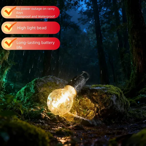 Miniatura 9 de Linterna LED portátil para campamento, gancho para colgar en cualquier lugar, recargable USB-C, 3 modos de brillo, resistente al agua