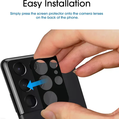 Miniatura 3 de amFilm Paquete de 3 protectores de pantalla de cámara para Samsung Galaxy S21 Ultra 5G de 6.8 pulgadas, protector de lente de cámara de vidrio Negro