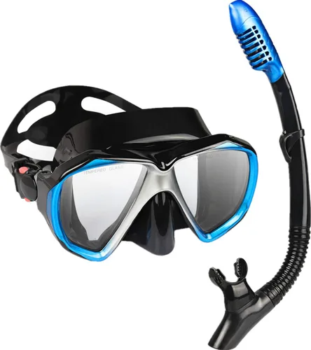 Miniatura 8 de Adult Snorkel Set, Professional Snorkeling Gear Panoramic Anti-Fog Diving Goggles and Dry Snorkel Tempered Glass Scuba Mask for Diving, Snorkeling