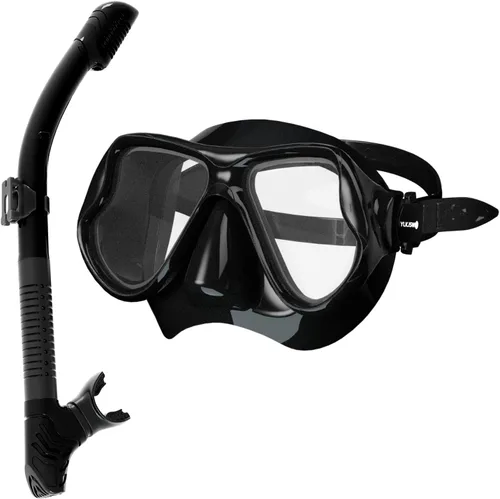 Miniatura 11 de Equipo de esnórquel para adultos, juego de máscara de esnórquel de vidrio templado de 180 grados, gafas antivaho con parte superior seca, máscara