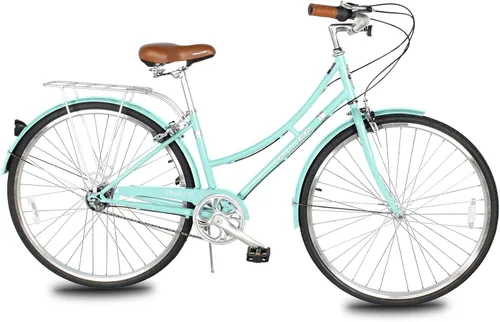 Miniatura 27 de Tracer Osaka - Bicicletas híbridas, marco de acero, Shimano Nexus Inter 3/7 velocidades, agarre marrón asiento marrón, bicicleta de carretera, Rojo