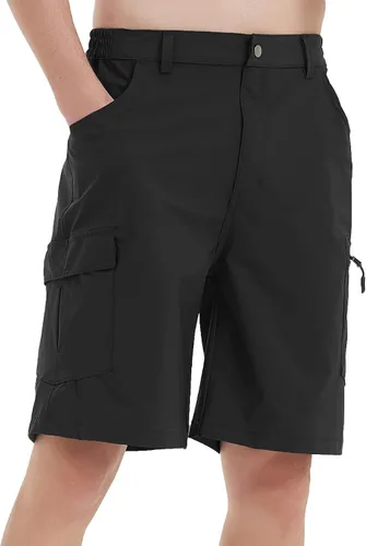 Miniatura 4 de Pantalones cortos de senderismo para hombre, de secado rápido, elásticos, ligeros, 5 bolsillos, para campamento, ciclismo, pesca, trabajo