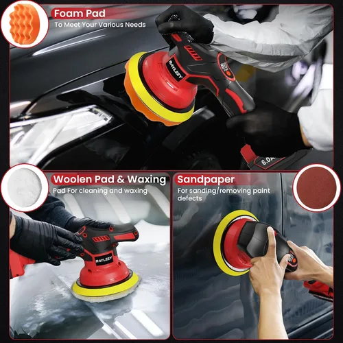 Miniatura 6 de Kit de pulidora de búfer inalámbrica para batería MILWAUKEE 18V LI-ION. Pulidora de búfer orbital de 6 pulgadas con 8 velocidades variables con 25