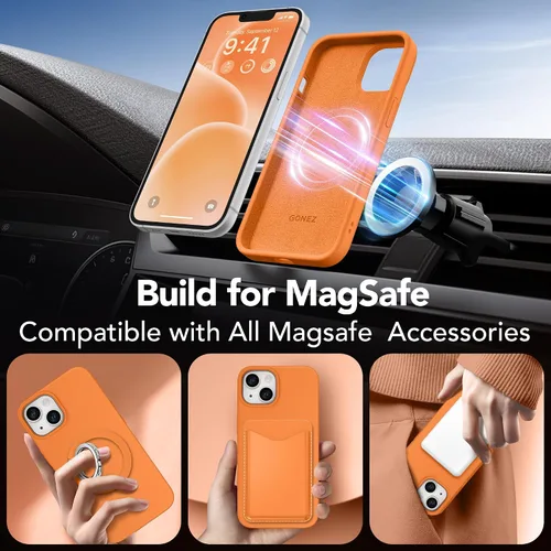 Miniatura 778 de GONEZ Funda de silicona para iPhone 15 Pro Max, compatible con Magsafe, protector de cámara + protector de pantalla, forro de microfibra suave