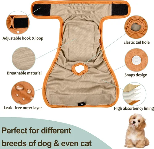 Miniatura 117 de Pañales lavables para perros, para hembras caninas, reutilizables, para periodo de celo, altamente absorbentes, para incontinencia, con broches
