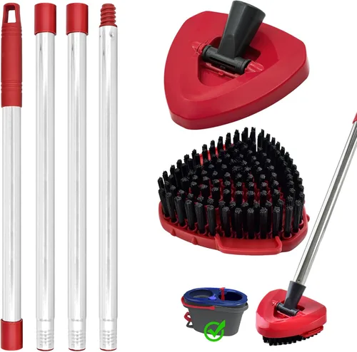 Mango de trapeador para sistema O Cedar RinseClean de 2 tanques, cepillo de fregado y base de trapeador giratorio compatible con O-Cedar, asas de