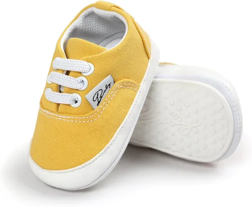 Miniatura 6 de Tenis unisex de lona para bebés y niñas suela de goma suave tobillo alto zapatos de cuna para niños pequeños para primeros caminos