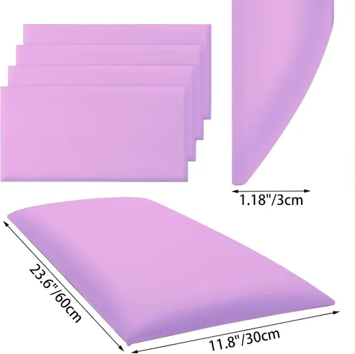 Miniatura 2 de Acolchado de pared para niños, paneles de pared tapizados para cabecera, despegar y pegar, almohadilla de protección de pared para tatami, Púrpura