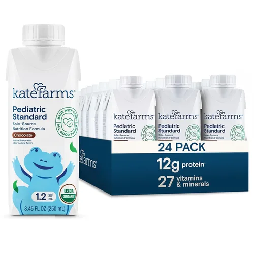 Miniatura 9 de KATE FARMS - Batido de nutrición pediátrica orgánica de chocolate alto en calorías 1.2, 12g de proteína, 27 vitaminas y minerales, reemplazo