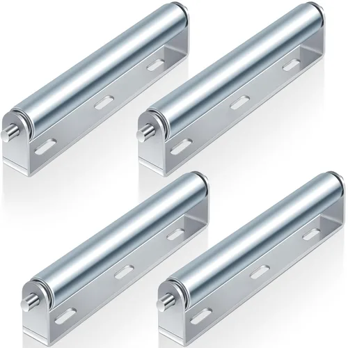 Therwen 4 Juegos de Rodillos Transportadores de 1.5'' de Diámetro con Soportes, Rodillo Largo de Acero Galvanizado de 10'' y Juego de Soporte, Fácil