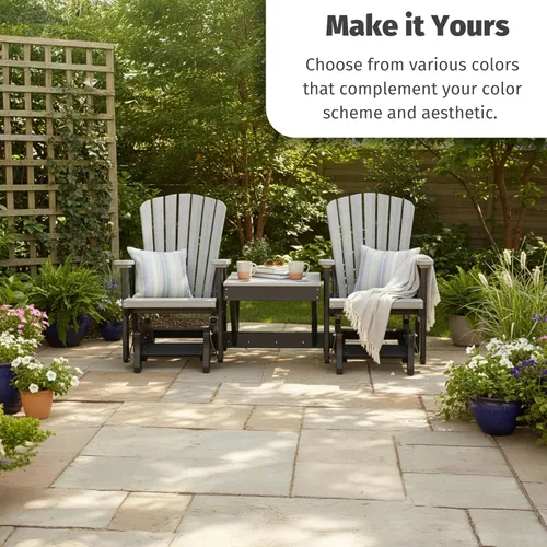 Miniatura 4 de DutchCrafters Slat - Sillas de patio Adirondack de doble polietileno con respaldo de ventilador para exteriores con mesa central (negro y azul aruba)