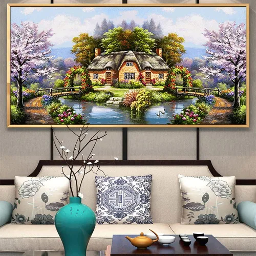 Miniatura 14 de Twinkel Pinkel Kits de pintura de diamantes 5D grandes para adultos, paisaje, cabaña, taladro completo, pintura de diamante, arte de bordado
