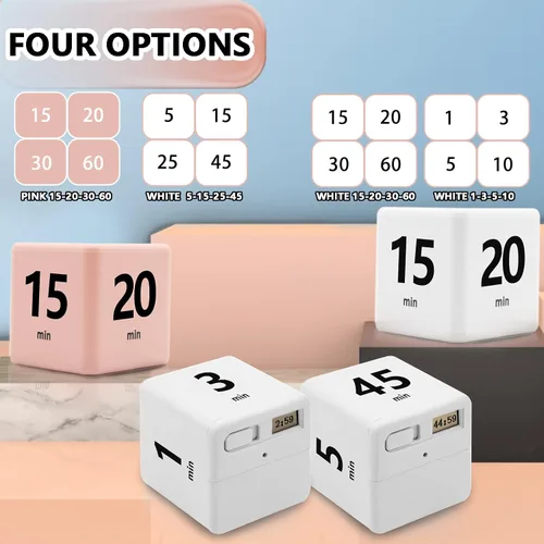 Miniatura 7 de Temporizador de cubo, gestión del tiempo y ajustes de cuenta regresiva con sensor de gravedad, temporizador abatible para estudiar, cocinar, leer