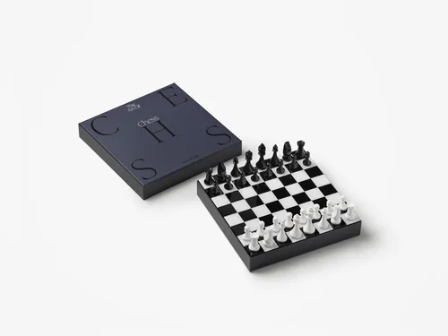 Miniatura 3 de PrintWorks Art of Chess – Juego de ajedrez de madera en blanco y negro con tablero acrílico – Elegante juego de mesa de café para adultos y familias