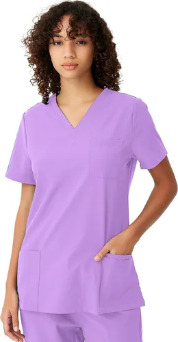Miniatura 10 de floralhue Uniformes médicos para mujeres, blusas de uniforme médico suaves con cuello en V, uniforme médico elástico con 4 bolsillos, transpirable