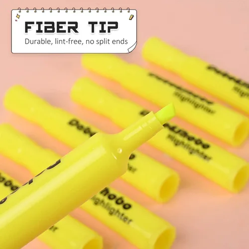 Miniatura 5 de Dabo&Shobo Resaltador amarillo, paquete de 24 unidades, color brillante, punta de cincel, para adultos, resaltado en la oficina escolar en casa