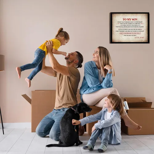 Miniatura 3 de AMERICAN LUXURY GIFTS Impresión artística de pared con texto en inglés "To My Son", "Love Dad", impresión familiar inspiradora de 10 x 8 pulgadas