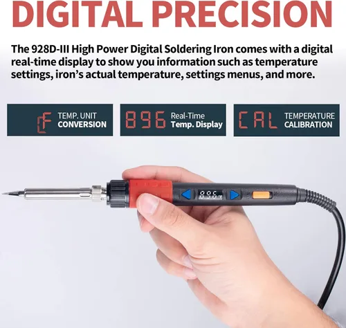 Miniatura 5 de YIHUA Soldador 928D-III, alta potencia de 110 W, pantalla totalmente digital °F /°C- Herramienta de soldadura de control de temperatura, precisa 194