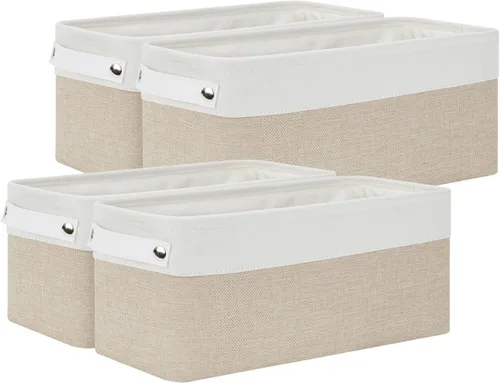 Miniatura 34 de Bidtakay Cestas de almacenamiento de tela con asas [paquete de 2] organizador de lona grande de 16 x 11.8 x 11.8 pulgadas, canastas altas plegables