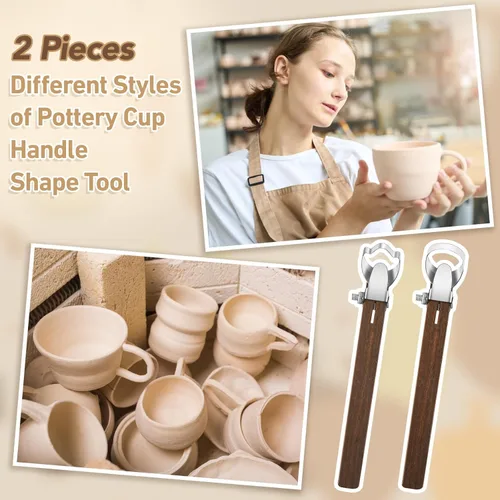 Miniatura 5 de Therwen 2 piezas de espátula de escultura, herramienta de tallado de cerámica, forma de mango de taza de cerámica, herramienta extrusora de arcilla
