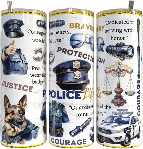 Police Life - Vaso de sublimación para transferencia de vasos de primera respuesta, policía, listo para prensar, vaso recto de 20 onzas, 911, policía