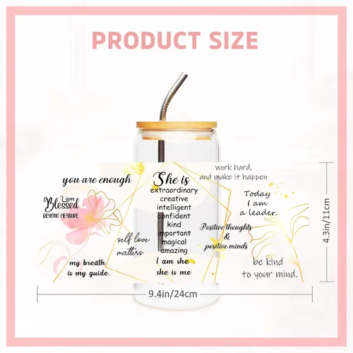 Miniatura 3 de Adhesivo UV DTF para tazas, 4 hojas de transferencia de flores de la Biblia UV DTF para vidrio de 16 onzas, floral, citas inspiradoras, versículo