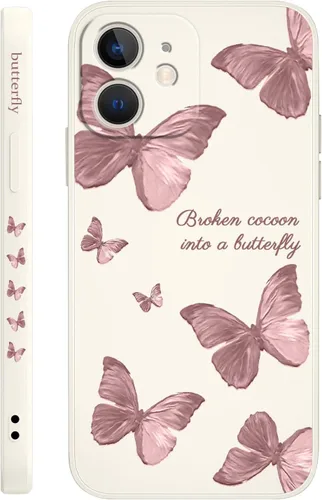 Miniatura 8 de LEECG Funda para iPhone 12 Mini, diseño creativo con estampado floral de mariposa de astronauta, funda antiarañazos de microfibra suave, funda