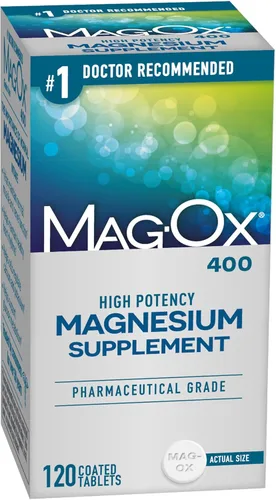 Suplemento de magnesio Mag-Ox, óxido de magnesio de grado farmacéutico 483 mg, la forma más concentrada de magnesio, 120 tabletas