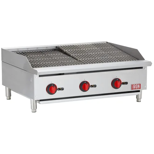 Iron Range IRRB-36 - Asador de gas comercial de 36 pulgadas, 3 quemadores, 105,000 BTU, acero inoxidable, listado ETL, kit de conversión de GLP