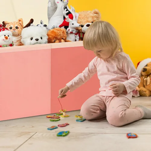 Miniatura 5 de Patelai Caja de juguetes extra grande con tapas, de 4/3 rejillas, pecho grande, plegable, para niños, niñas, sala de estar, guardería, sala de serie