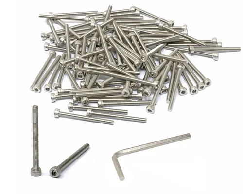 Miniatura 253 de iexcell Kit de tornillos de cabeza hexagonal de acero inoxidable 304, 100 unidades M2 x 0.157 in, paso de rosca de 0.016 in