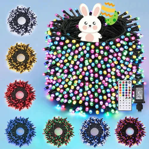 Miniatura 10 de Toodour Guirnalda de luces RGB de 66 pies, 200 luces LED que cambian de color con control remoto y temporizador, luces pastel impermeables
