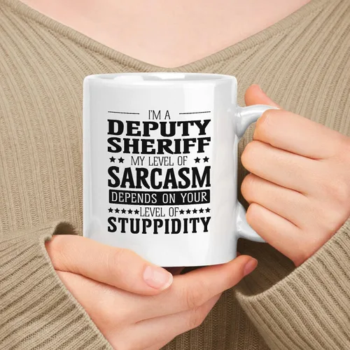 Miniatura 12 de Taza de cerámica blanca de regalo para agente especial de 11 oz, 15 onzas, mi nivel de sarcasmo depende de tu nivel